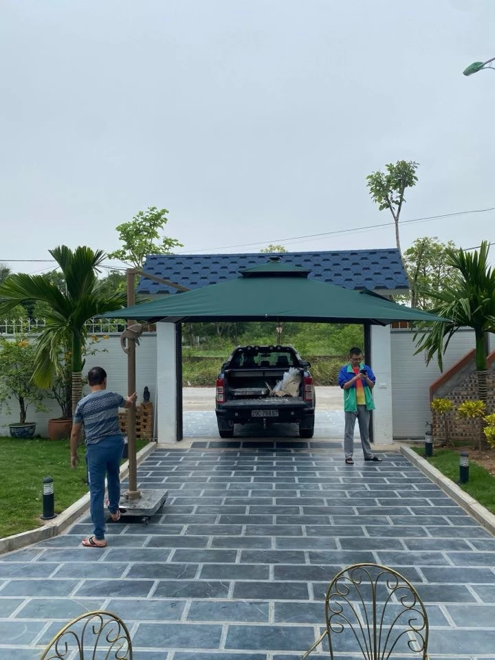 ô hợp kim nhôm 3mx3m vỏ đế bê tông màu xanh rêu